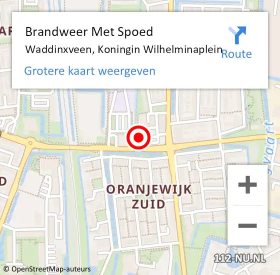 Locatie op kaart van de 112 melding: Brandweer Met Spoed Naar Waddinxveen, Koningin Wilhelminaplein op 19 januari 2015 19:54