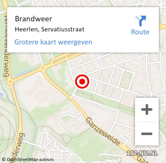 Locatie op kaart van de 112 melding: Brandweer Heerlen, Servatiusstraat op 19 januari 2015 20:29