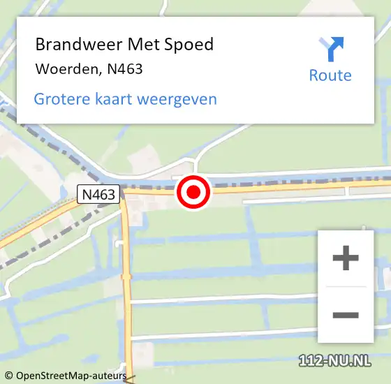 Locatie op kaart van de 112 melding: Brandweer Met Spoed Naar Woerden, N463 op 28 oktober 2013 09:27