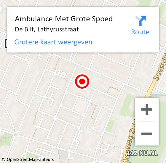 Locatie op kaart van de 112 melding: Ambulance Met Grote Spoed Naar De Bilt, Lathyrusstraat op 19 januari 2015 21:18