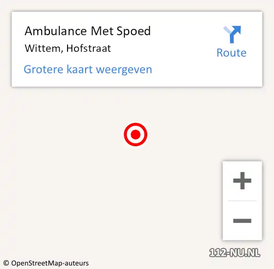 Locatie op kaart van de 112 melding: Ambulance Met Spoed Naar Wittem, Hofstraat op 19 januari 2015 22:26