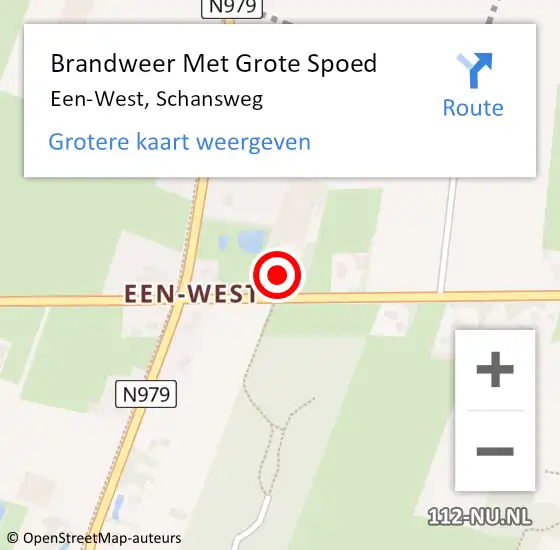 Locatie op kaart van de 112 melding: Brandweer Met Grote Spoed Naar Een-West, Schansweg op 19 januari 2015 23:27