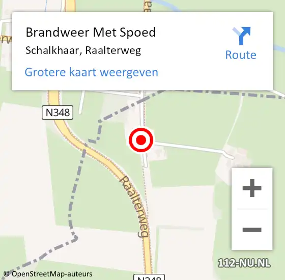 Locatie op kaart van de 112 melding: Brandweer Met Spoed Naar Schalkhaar, Raalterweg op 28 oktober 2013 09:32