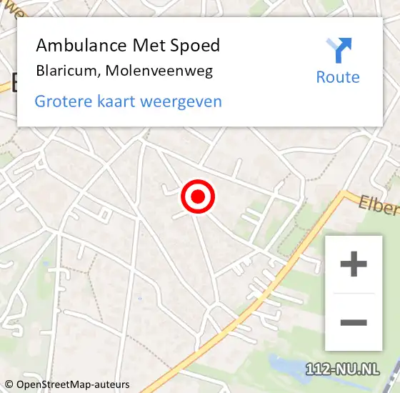 Locatie op kaart van de 112 melding: Ambulance Met Spoed Naar Blaricum, Molenveenweg op 20 januari 2015 00:16