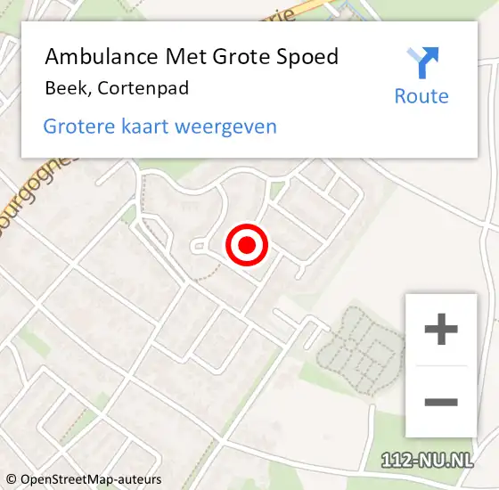 Locatie op kaart van de 112 melding: Ambulance Met Grote Spoed Naar Beek, Cortenpad op 20 januari 2015 00:28