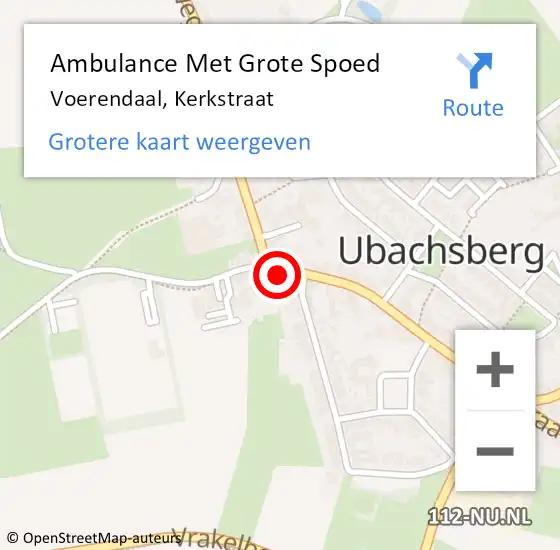 Locatie op kaart van de 112 melding: Ambulance Met Grote Spoed Naar Voerendaal, Kerkstraat op 20 januari 2015 01:11