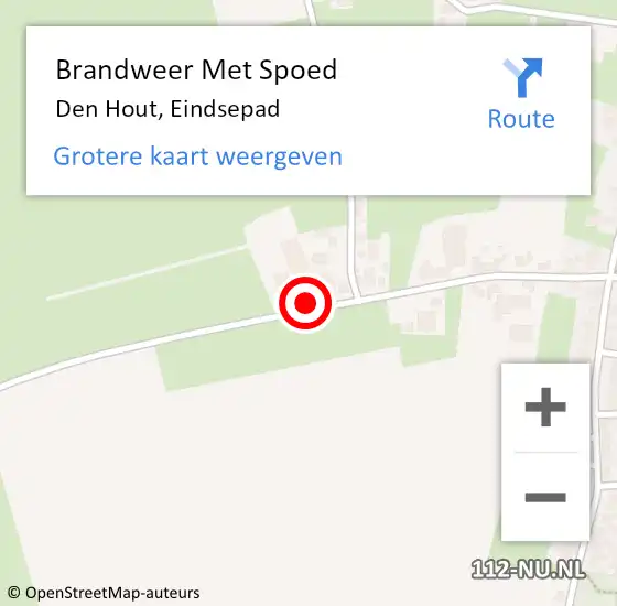 Locatie op kaart van de 112 melding: Brandweer Met Spoed Naar Den Hout, Eindsepad op 20 januari 2015 01:53