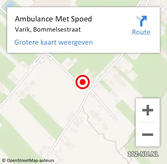 Locatie op kaart van de 112 melding: Ambulance Met Spoed Naar Varik, Bommelsestraat op 20 januari 2015 03:49