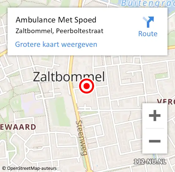Locatie op kaart van de 112 melding: Ambulance Met Spoed Naar Zaltbommel, Peerboltestraat op 20 januari 2015 05:42