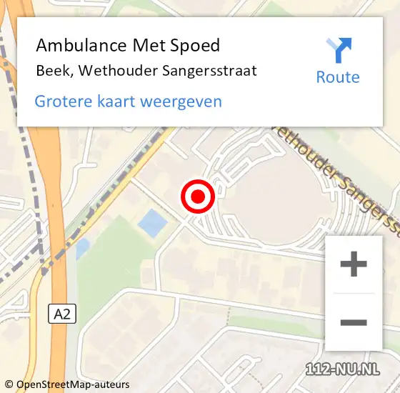 Locatie op kaart van de 112 melding: Ambulance Met Spoed Naar Beek, Wethouder Sangersstraat op 20 januari 2015 06:08