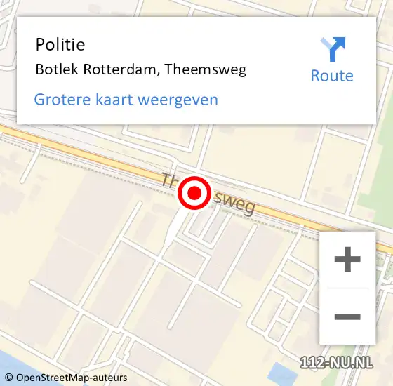 Locatie op kaart van de 112 melding: Politie Botlek, Theemsweg op 20 januari 2015 06:50