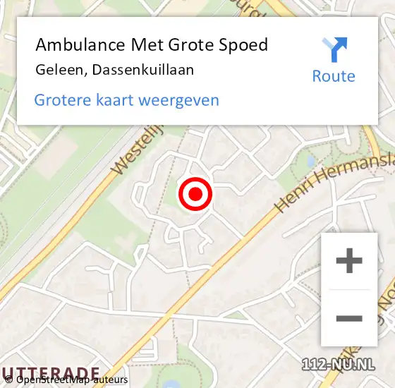 Locatie op kaart van de 112 melding: Ambulance Met Grote Spoed Naar Geleen, Dassenkuillaan op 20 januari 2015 07:32
