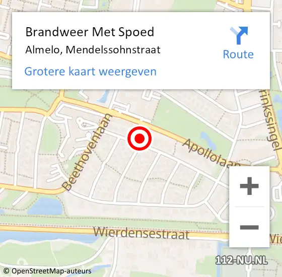 Locatie op kaart van de 112 melding: Brandweer Met Spoed Naar Almelo, Mendelssohnstraat op 28 oktober 2013 09:38