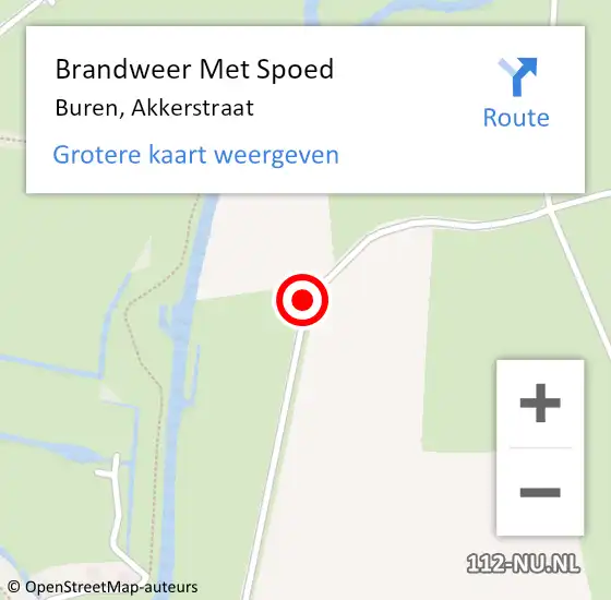 Locatie op kaart van de 112 melding: Brandweer Met Spoed Naar Buren, Akkerstraat op 20 januari 2015 08:13