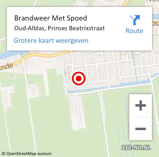 Locatie op kaart van de 112 melding: Brandweer Met Spoed Naar Oud-Alblas, Prinses Beatrixstraat op 28 oktober 2013 09:38