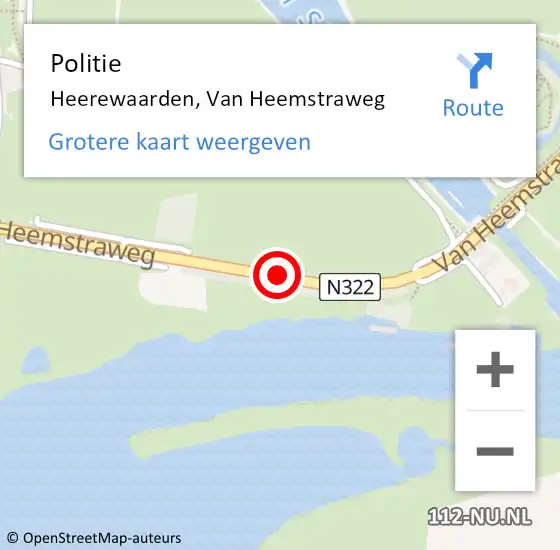 Locatie op kaart van de 112 melding: Politie Heerewaarden, Van Heemstraweg op 20 januari 2015 08:39