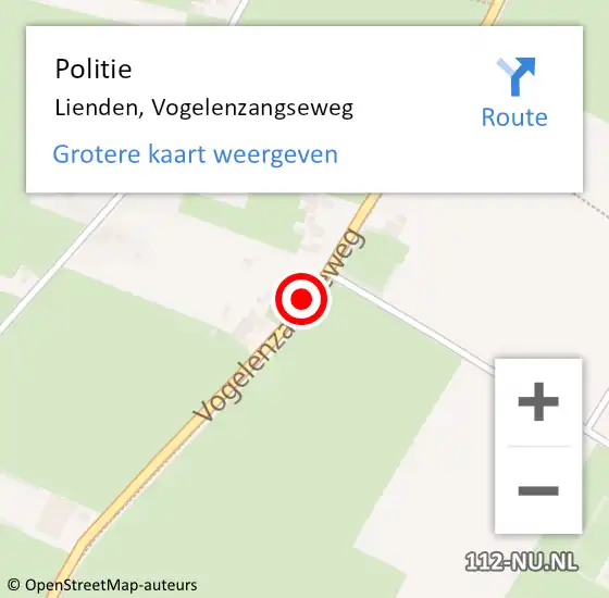 Locatie op kaart van de 112 melding: Politie Lienden, Vogelenzangseweg op 20 januari 2015 08:47