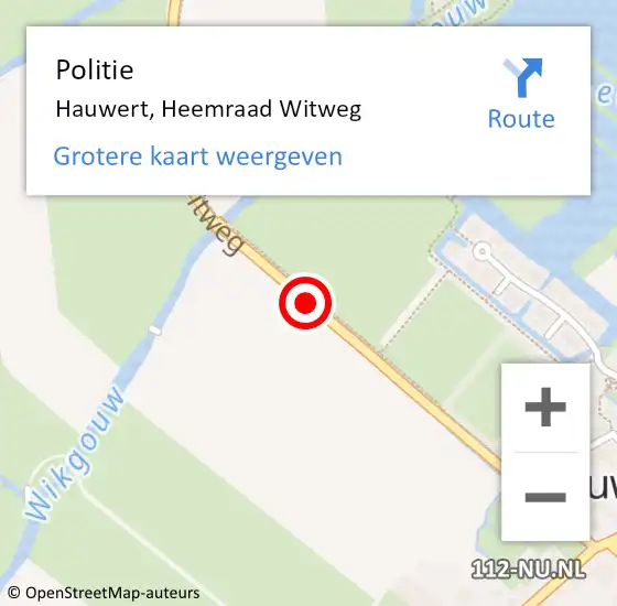 Locatie op kaart van de 112 melding: Politie Hauwert, Heemraad Witweg op 20 januari 2015 08:58
