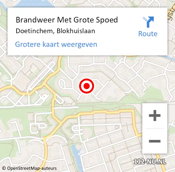 Locatie op kaart van de 112 melding: Brandweer Met Grote Spoed Naar Doetinchem, Blokhuislaan op 20 januari 2015 09:01