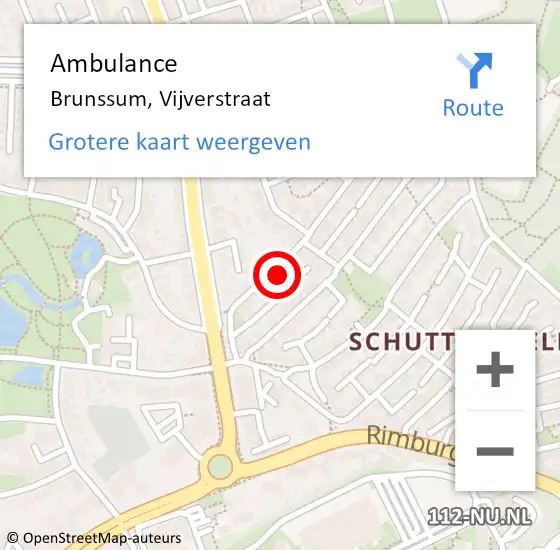 Locatie op kaart van de 112 melding: Ambulance Brunssum, Vijverstraat op 20 januari 2015 09:03