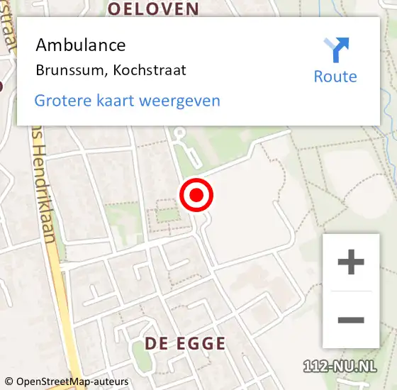 Locatie op kaart van de 112 melding: Ambulance Brunssum, Kochstraat op 20 januari 2015 09:28