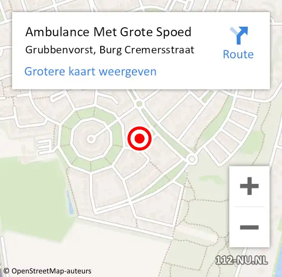 Locatie op kaart van de 112 melding: Ambulance Met Grote Spoed Naar Grubbenvorst, Burg Cremersstraat op 20 januari 2015 09:43