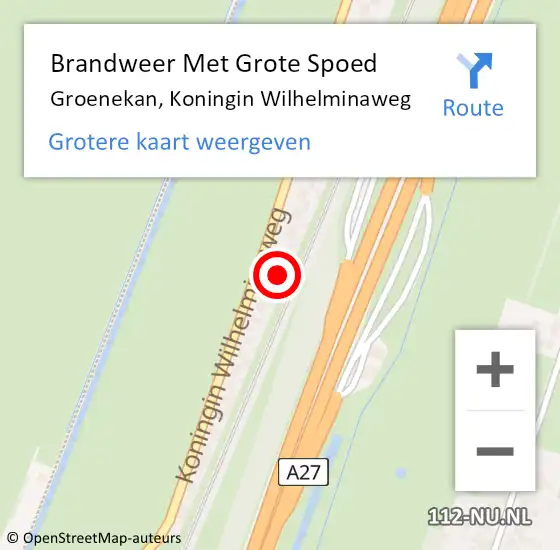 Locatie op kaart van de 112 melding: Brandweer Met Grote Spoed Naar Groenekan, Koningin Wilhelminaweg op 20 januari 2015 09:52