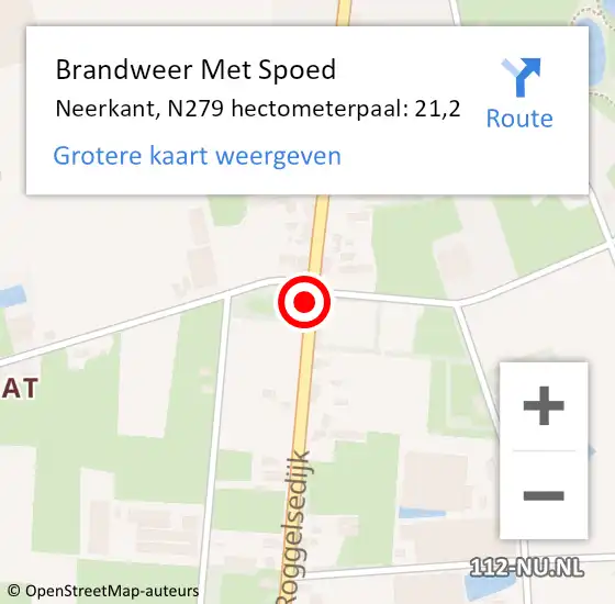 Locatie op kaart van de 112 melding: Brandweer Met Spoed Naar Neerkant, N279 hectometerpaal: 21,2 op 28 oktober 2013 09:44