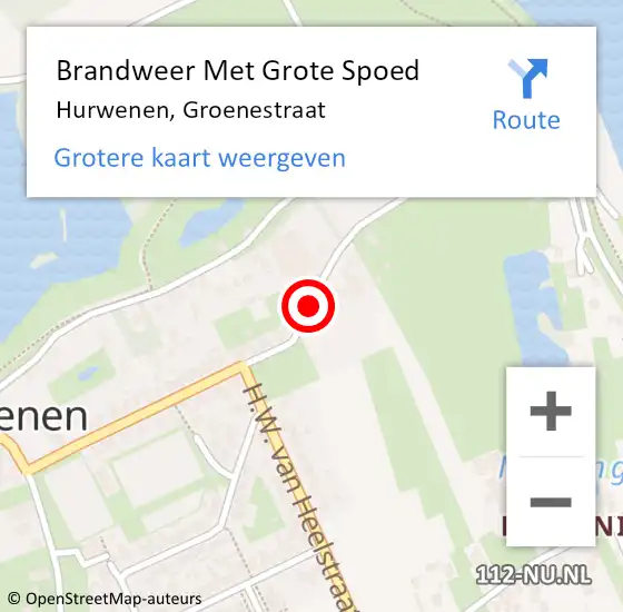 Locatie op kaart van de 112 melding: Brandweer Met Grote Spoed Naar Hurwenen, Groenestraat op 20 januari 2015 10:34