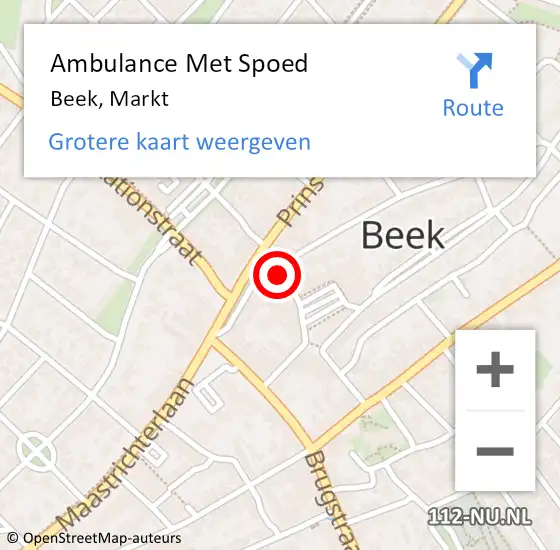 Locatie op kaart van de 112 melding: Ambulance Met Spoed Naar Beek, Markt op 20 januari 2015 10:35