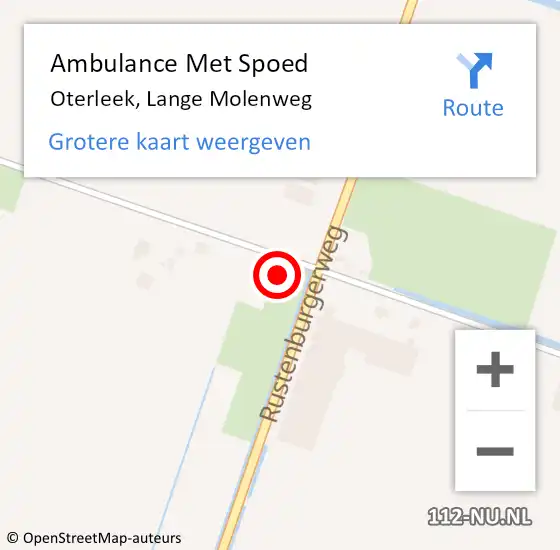 Locatie op kaart van de 112 melding: Ambulance Met Spoed Naar Oterleek, Lange Molenweg op 20 januari 2015 10:46