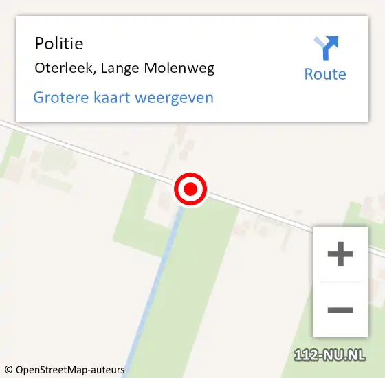 Locatie op kaart van de 112 melding: Politie Oterleek, Lange Molenweg op 20 januari 2015 10:51