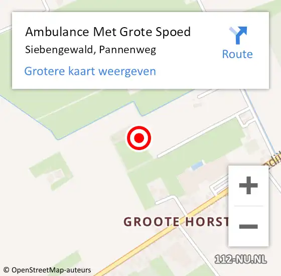 Locatie op kaart van de 112 melding: Ambulance Met Grote Spoed Naar Siebengewald, Pannenweg op 20 januari 2015 11:32