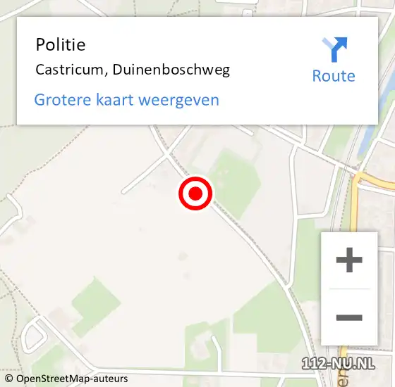 Locatie op kaart van de 112 melding: Politie Castricum, Duinenboschweg op 20 januari 2015 11:39