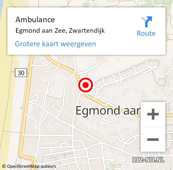 Locatie op kaart van de 112 melding: Ambulance Egmond aan Zee, Zwartendijk op 20 januari 2015 11:46