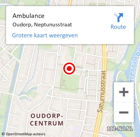 Locatie op kaart van de 112 melding: Ambulance Oudorp, Neptunusstraat op 20 januari 2015 11:47