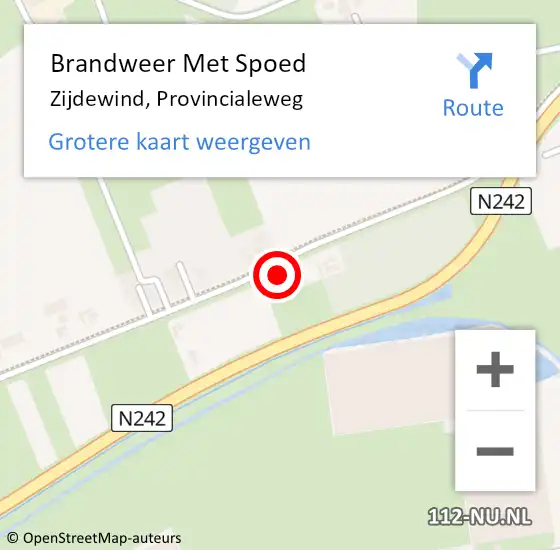 Locatie op kaart van de 112 melding: Brandweer Met Spoed Naar Zijdewind, Provincialeweg op 28 oktober 2013 09:47