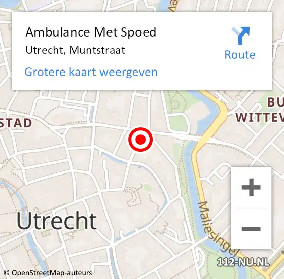 Locatie op kaart van de 112 melding: Ambulance Met Spoed Naar Utrecht, Muntstraat op 20 januari 2015 11:52