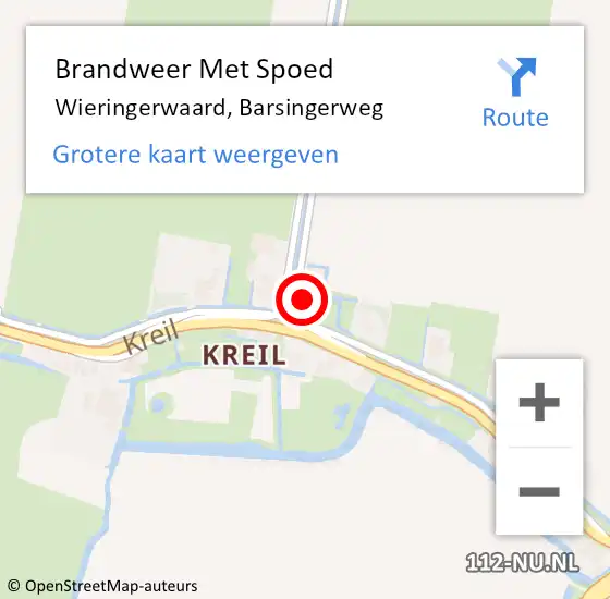 Locatie op kaart van de 112 melding: Brandweer Met Spoed Naar Wieringerwaard, Barsingerweg op 28 oktober 2013 09:48