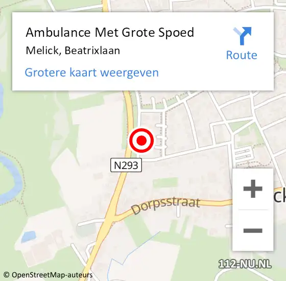 Locatie op kaart van de 112 melding: Ambulance Met Grote Spoed Naar Melick, Beatrixlaan op 20 januari 2015 12:20