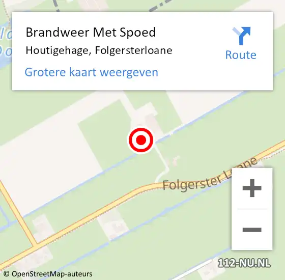 Locatie op kaart van de 112 melding: Brandweer Met Spoed Naar Houtigehage, Folgersterloane op 20 januari 2015 12:22