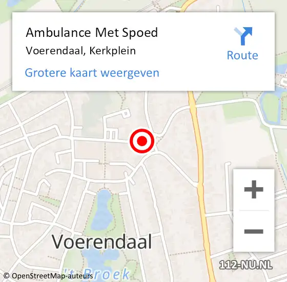 Locatie op kaart van de 112 melding: Ambulance Met Spoed Naar Voerendaal, Kerkplein op 20 januari 2015 12:23