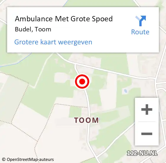 Locatie op kaart van de 112 melding: Ambulance Met Grote Spoed Naar Budel, Toom op 20 januari 2015 12:33