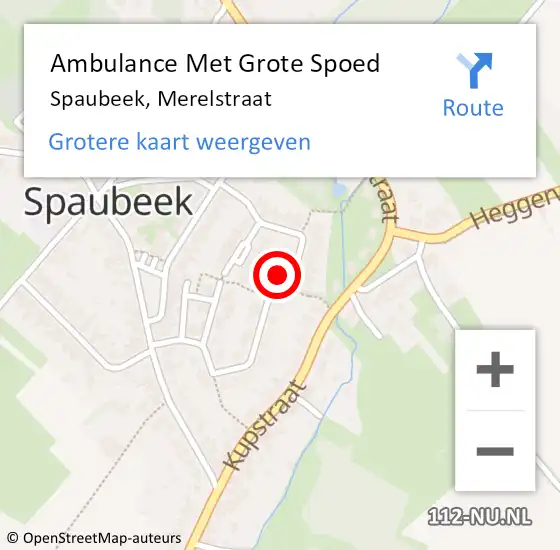 Locatie op kaart van de 112 melding: Ambulance Met Grote Spoed Naar Spaubeek, Merelstraat op 20 januari 2015 12:51