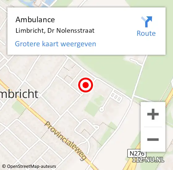 Locatie op kaart van de 112 melding: Ambulance Limbricht, Dr Nolensstraat op 20 januari 2015 13:24