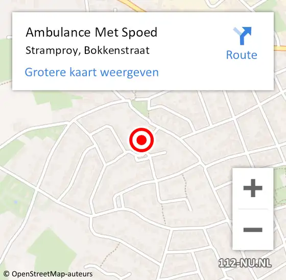 Locatie op kaart van de 112 melding: Ambulance Met Spoed Naar Stramproy, Bokkenstraat op 20 januari 2015 14:00