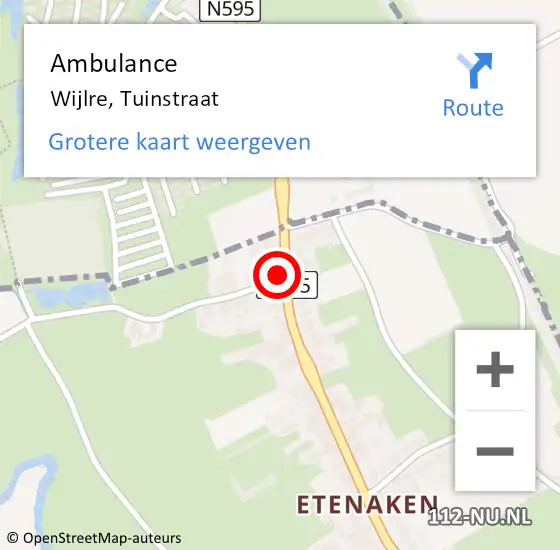 Locatie op kaart van de 112 melding: Ambulance Wijlre, Tuinstraat op 20 januari 2015 14:41