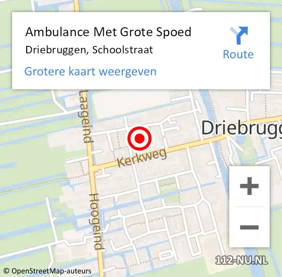 Locatie op kaart van de 112 melding: Ambulance Met Grote Spoed Naar Driebruggen, Schoolstraat op 20 januari 2015 14:53