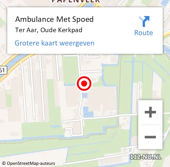 Locatie op kaart van de 112 melding: Ambulance Met Spoed Naar Ter Aar, Oude Kerkpad op 20 januari 2015 14:55