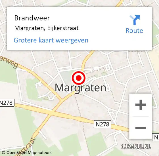 Locatie op kaart van de 112 melding: Brandweer Margraten, Eijkerstraat op 20 januari 2015 15:07